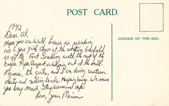 Postcard with writing